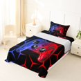 thumbnail image 3 of meiyoeat Neon Red-Blue Flame Game Controller Twin Sheet Sets for Kids Boys, Dual-Tone Geometric Gaming Bedding, 3-Piece, 1 Flat Sheet, 1 Fitted Sheet and 1 Pillowcase, 3 of 6