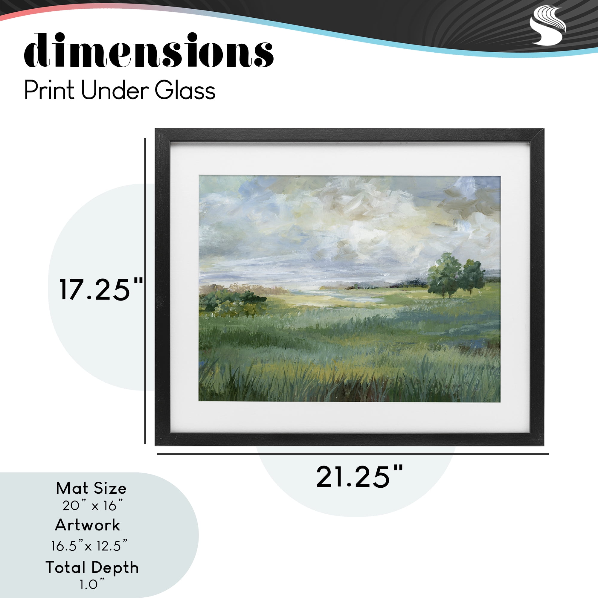 Stupell Industries Idyllic Field at Dawn Black Framed Print Under Glass, design by Nan
