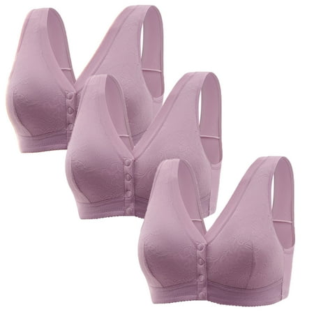 FNFYFH 3 Pack Push-up Bras for Women Comfort Seamless Wireless Bra 2025 Front Close Button No Wirefree Underwear Full-coverage Breathable Underwear T-shirt Bra Clearance Deals