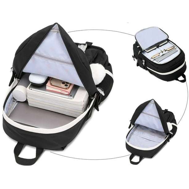 Mochila Escolar Spotted Tiger Para Niñas Con Lonchera (negra