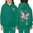 thumbnail image 2 of Toddler Sweatshirt Girls Kids Kids Hooded Tracksuit Unisex Two Piece Hoodie Sweatshirt Sweatpants Set Clothing Dark Green Size 3-4T, 2 of 4