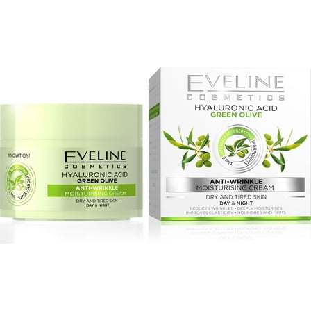 Eveline Cosmetics Hyaluronic Acid Green Olive Anti-wrinkle Moisturizing  Day & Night Cream