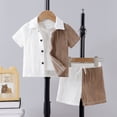 thumbnail image 2 of LIIPEE Boys Outfits Casual Toddler Baby Ribbed Button Down Lapel Tops And Shorts Two Piece Set Kids Summer School Comfortable Breathable Soft Cute Daily Clothes,White,9-12 Months, 2 of 8