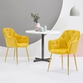 thumbnail image 2 of Ivinta Tufted Dining Chairs Set of 2, Velvet Arm Chair with Solid Gold Plated Legs and Padded Seat for Living Room, 2 of 8