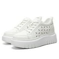 thumbnail image 4 of CMR CHAMARIPA Elevator Shoes For Women - White Leather Casual Platform Shoes 8CM / 3.15 Inches, 4 of 9