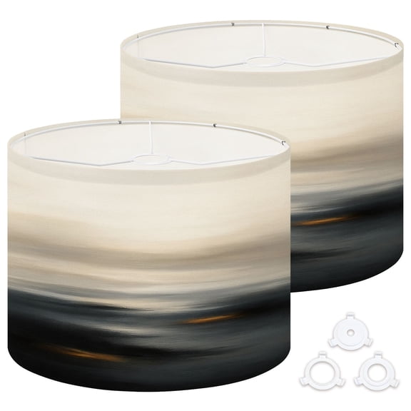 Lamp Shades Set of 2 Easy Assembly Abstract art landscape Modern art Drum Lampshades for Table Lamps Floor Lamps Pendant Light 13"x13"x10" Replacement Lamp Shade
