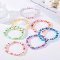 thumbnail image 3 of 1set 7pcs Handmade Polymer Clay Heishi Beads Stretch Bracelet set for Women Flower Mixed color Inner Diameter: 3-1/8 inch(7.9cm), 3 of 3