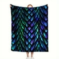 thumbnail image 7 of 60"x80" Cozy Fish Scale Fleece Blanket Super Soft Machine Washable All-Season Comfort Vibrant Iridescent Blue & Green Geometric Pattern Multi-Purpose Throw for Home Decor, 7 of 7