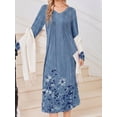 thumbnail image 5 of KISSGAL Women Nightgowns Long Sleeve Sleepshirts Pleated Long Nightdress V Neck Curved Hem Night Gown Sleepwear with Pockets, 5 of 7