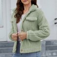 thumbnail image 4 of Aloohaidyvio Women Winter Casual Fuzzy Button Down Long Sleeve Warm Short Crop Jacket Coat, 4 of 5