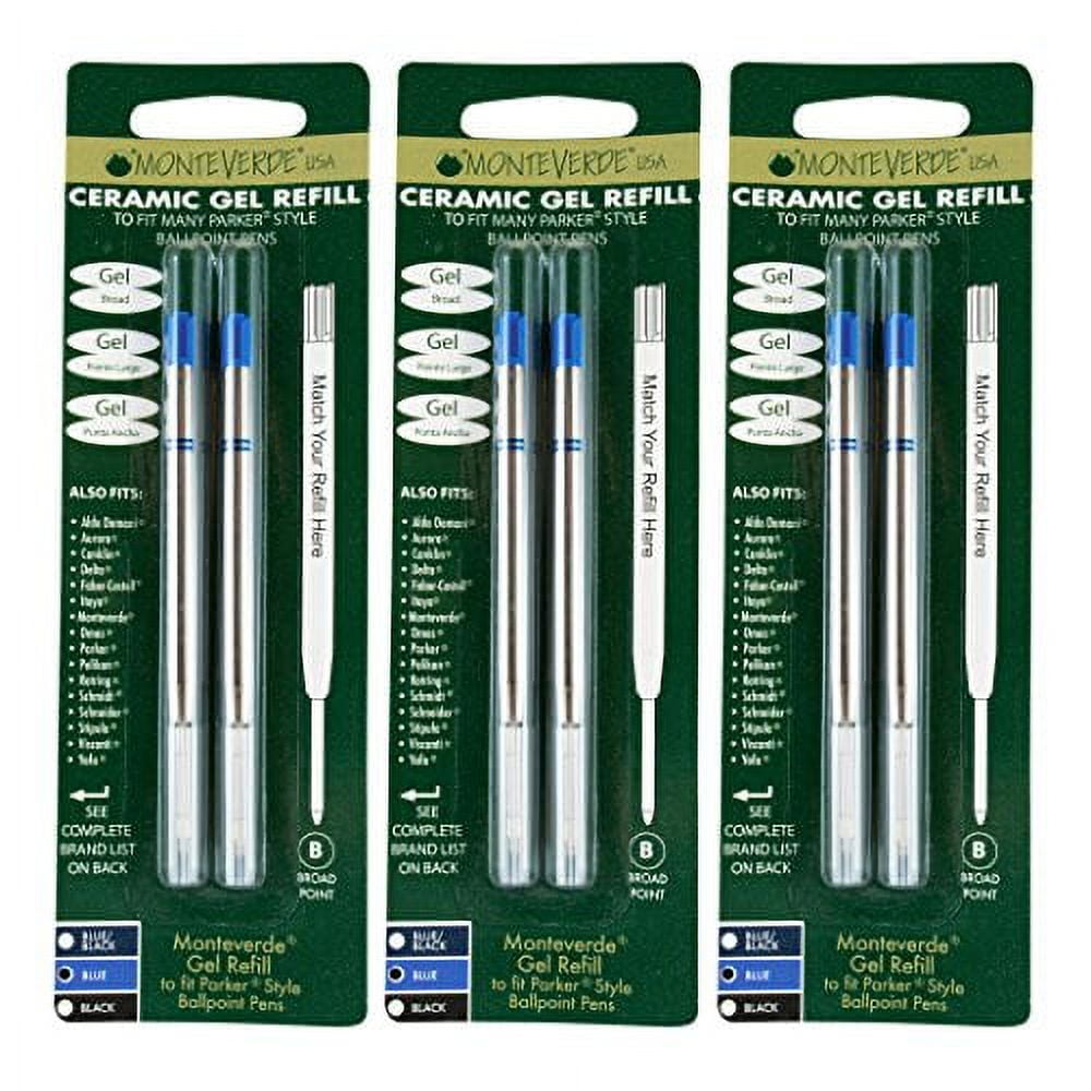 Monteverde Monteverde Ballpoint Pen Refill Broad Point Blue Ink 6 Pack (P443BU)