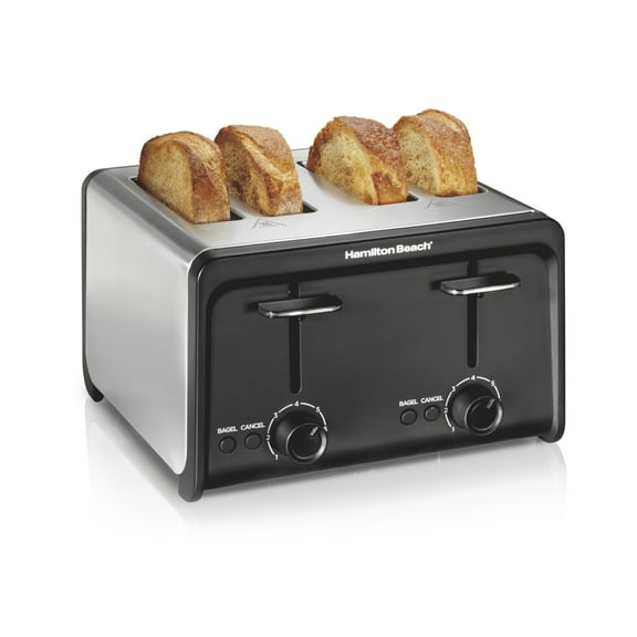 Hamilton Beach 4-Slice Toaster, Wide Slots, Bagel Function, Toast Boost, & Crumb Tray, Stainless
