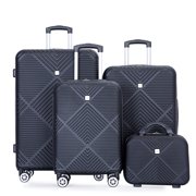 Hardshell Luggage Sets of 4, Expandable 25% Storage Space Travel Luggage, 14/20/24/28 Inch 4 Pcs Suitcase Set with Aircraft Wheels and TSA Lock, ABS + PC Lightweight Hardside Suitcases - Black