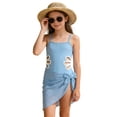 thumbnail image 2 of Big Girls One-Piece Bathing Suit Graphic Sleeveless Swimsuit Adjustable Straps Floral Print Two Piece Swimwear With Briefs Sarong Cover Ups Skirts For Beach Pool Quick Dry Surfing, 2 of 9