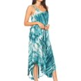 thumbnail image 3 of Sakkas Liz Women's Maxi Loose Sleeveless Summer Casual Tank Dress Cover-up Caftan - 19290-TealBlue - One Size Plus, 3 of 5