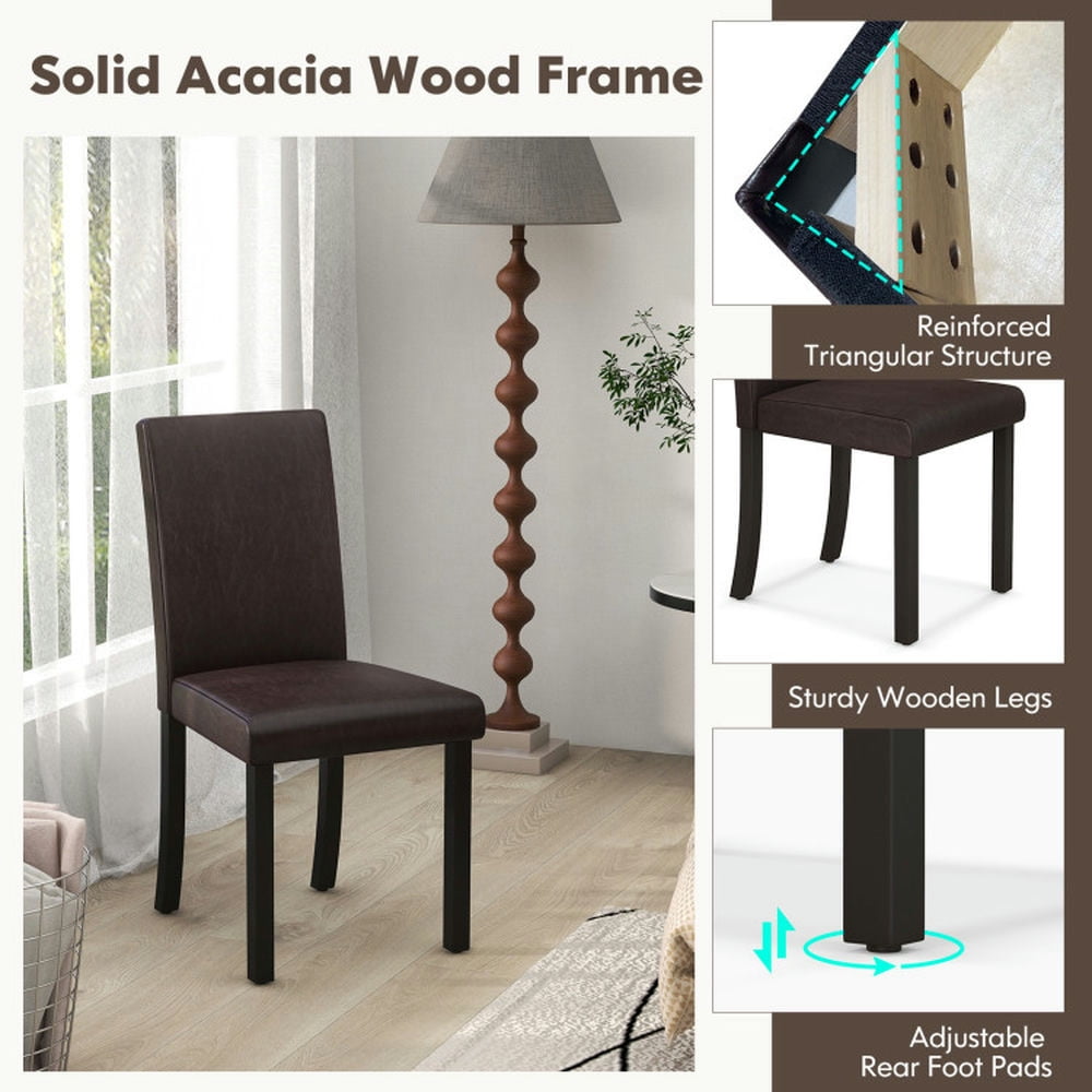 Demi Bonn Set of 4 Dining Chair Upholstered Kitchen Chairs with Wood Frame for Dining Room Living Room, Brown