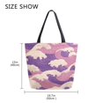 thumbnail image 5 of FORMRS Womens Canvas Tote Bag with Zipper Inner Pocket Shoulder Handbag, Purple Wave Pattern, 5 of 7