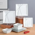 thumbnail image 3 of Service for 4, Porcelain Dishes Dinner Set, Square Dinnerware Sets with Dinner Plates, Dessert Plates and Pasta Bowls, White gold line | 12-Piece Kitchen Dinnerware Set, 3 of 9