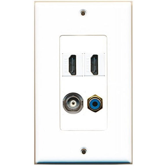 RiteAV - 2 Port HDMI 1 Port RCA Blue 1 Port BNC Wall Plate Decorative