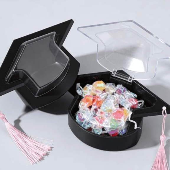 1 Pack graduation cap candy cards, 2026 graduations candy dome greeting card gift with Pink tassel chocolate box-for Friend Students Teachers School Party Favors Graduation Gifts Supplies