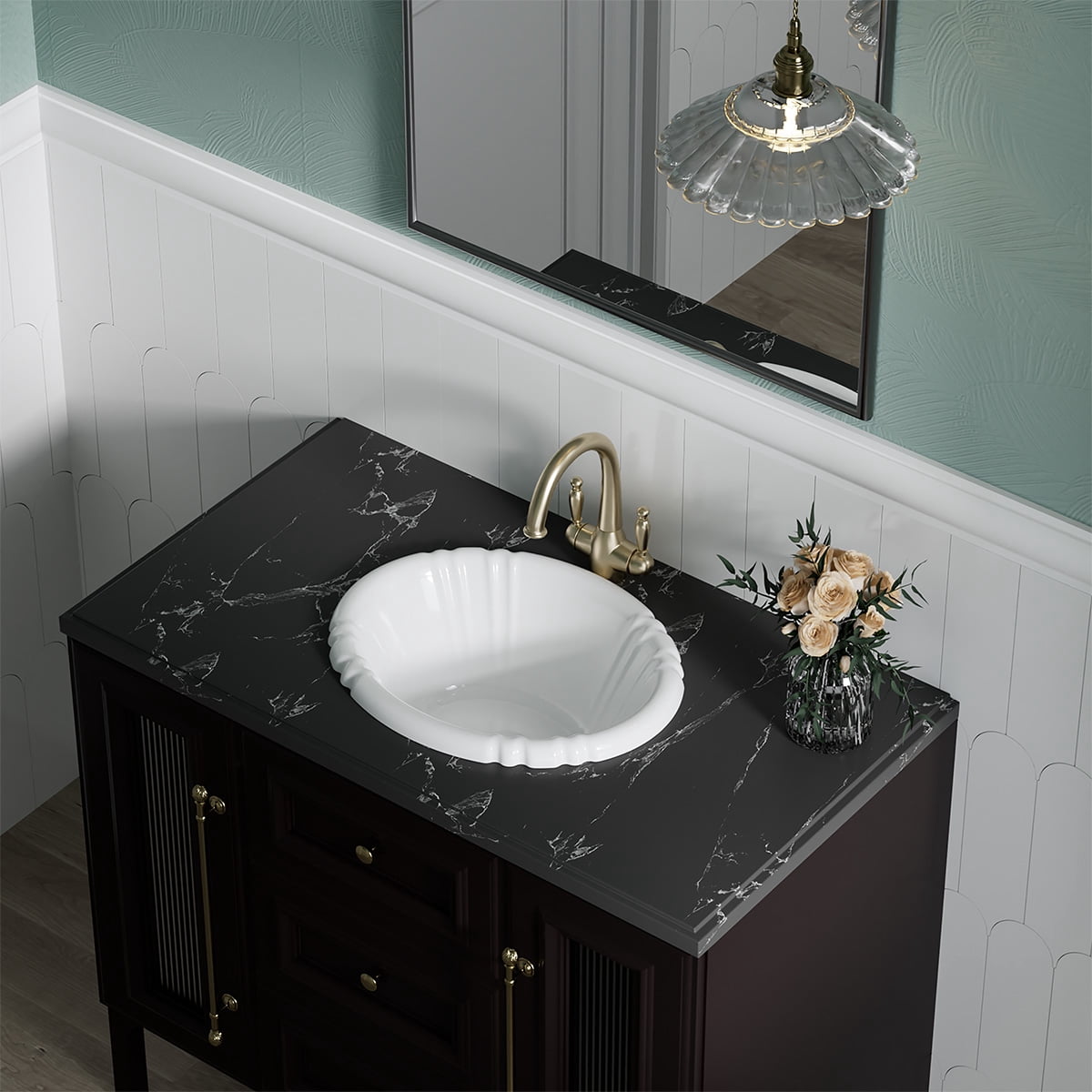 Oval Drop-in Bathroom Sink in White