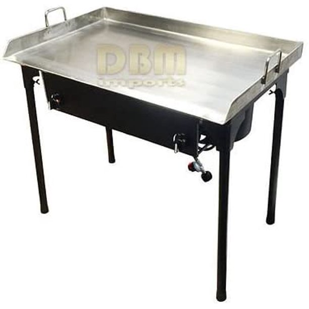 32 x 17 Double Propane Burner Stove Stainless Steel Griddle Flat Top