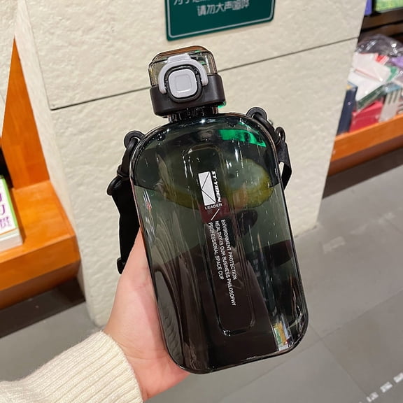 FURNIX 25 oz Flat Water Bottle,Square,Leakproof,BPA Free,Portable Travel Flask,Reusable Sports Bottle,Large Water Plastic Bottle for Bag,Lightweight Slim Water Bottles Fits Backpacking,Hiking Black
