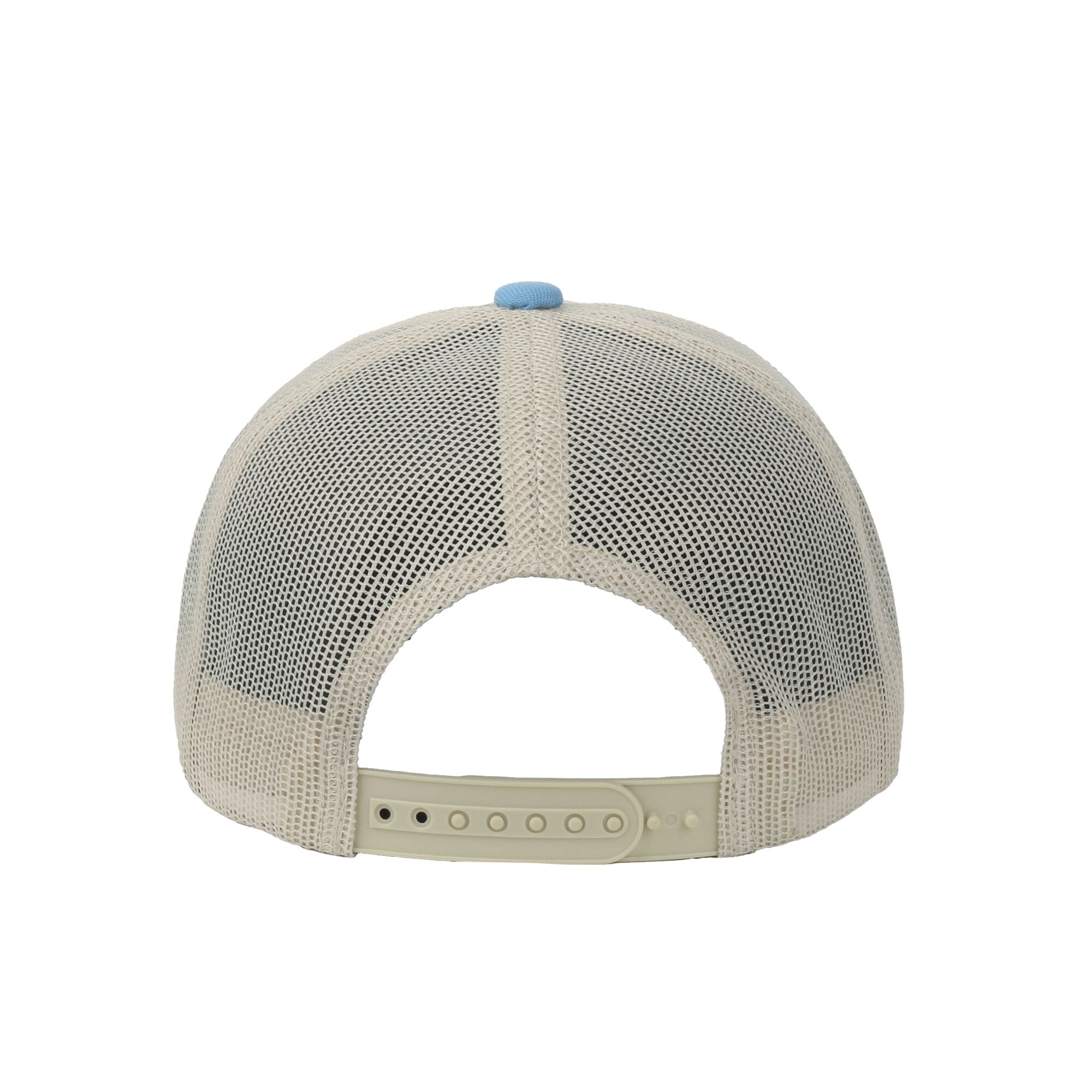 Putty/Blue Bass 6-Panel Cap – Unstructured Mesh Back, Bass Patch, Snapback, One Size