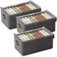 thumbnail image 1 of 3pcs Cajas de Almacenamiento, Cajas Organizadoras para Clósets con Tapa y Asa, Organizador de Ropa de Tela Plegables, para Ropa Juguetes Libros, para Salón, Armario, Oficina, 1 of 4