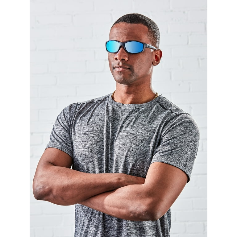 Foster Grant Men's Wrap Fashion Sunglasses Black Blue 