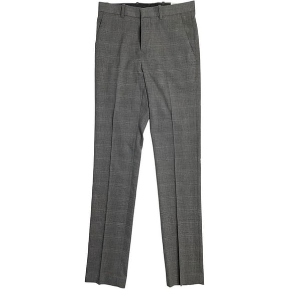 Perry Ellis Men’s Slim Fit Stretch Non Iron Dress Pants, Grey Plaid, 30×32