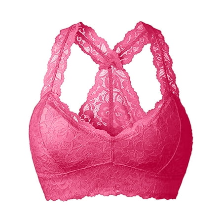 GZWYHT Full Coverage Bra Clearance Bras for Women  Women Plus Size Vest Crop Wire Bra Lingerie Sexy V Neck Underwear Lingerie S 3XL  Seamless Bras Lace Bralette Push Up Bra Hot Pink XXL