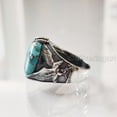 thumbnail image 4 of Blue Copper Turquoise Mans Ring, Natural Copper Turquoise Ring, Silver Jewelry, 925 Silver Ring, Birthday Gift, Heavy Mens Ring, Eagle Design, Ottoman Style Ring, Christmas, Turkey Mens Signet Ring, 4 of 8