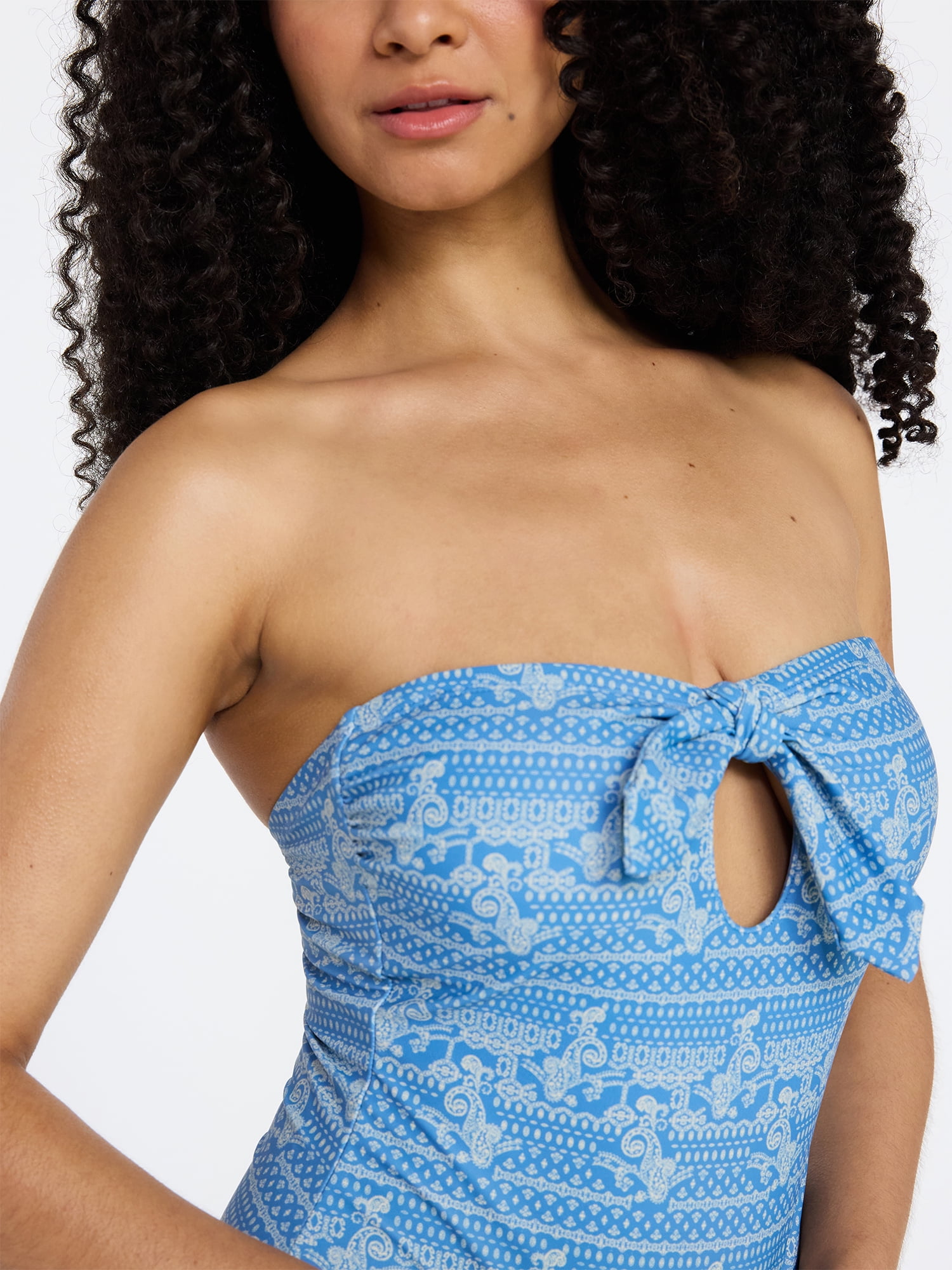 No Boundaries Bandeau One-Piece Swimsuit, Women's XXS-XXL