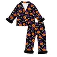 thumbnail image 3 of MEZZALL Kids Halloween Pajama Sets Girl Long Sleeve Lapel Button Shirts Blouse Tops With Pants 2 Piece Set Soft Comfortable Pjs, 3 of 5