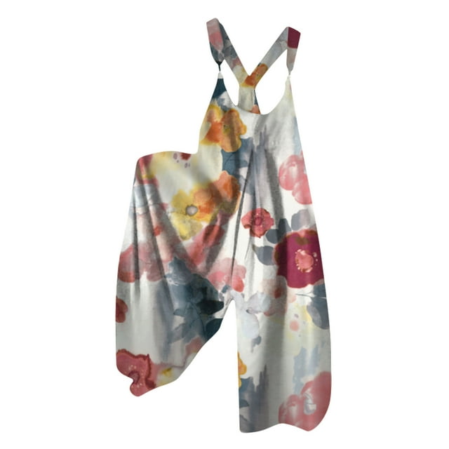 SHIXIAOO Combinaison Ample Décontractée pour Femmes de Printemps et d'Été, Imprimée Colorée, Pantalon Grand à la Mode, Salopette, Combinaison d'Automne pour Femmes, Combinaisons à une Épaule pour Femmes, Combinaison Utilitaire, Combinaison de Danse