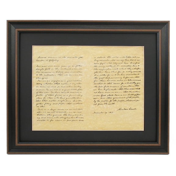 Framed Gettysburg Address. Replica Print by Patriot Gear Company.