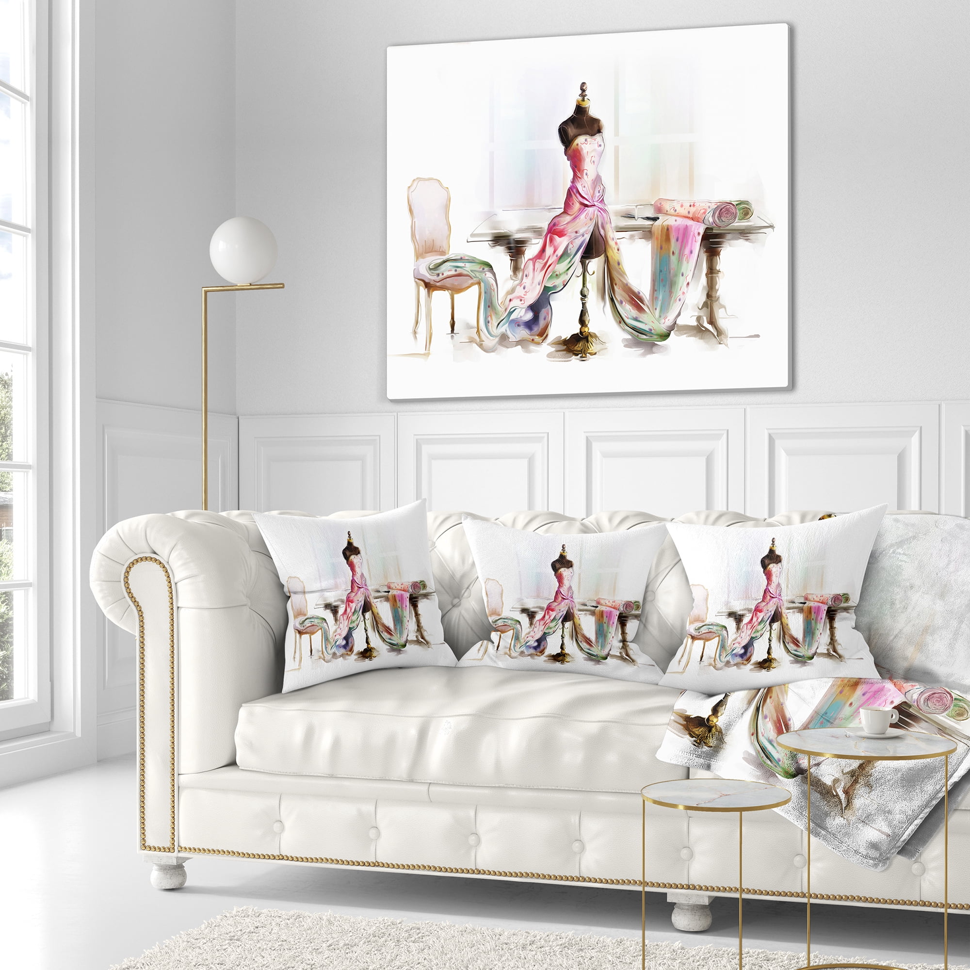 Designart Dressed Tabletop Mannequin - Abstract Throw Pillow - 16x16