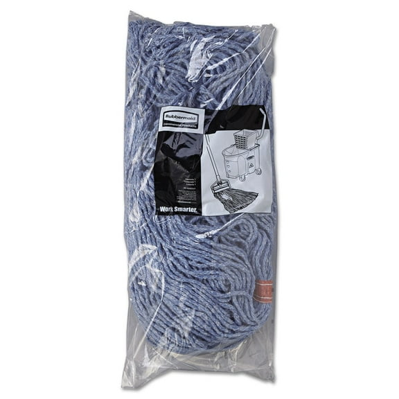 Rubbermaid Commercial Cotton/Synthetic Cut-End Blend Mop Head 24oz 1" Band Blue 12/Carton F51812BLU
