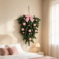 thumbnail image 2 of Aurorax Christmas Wreaths for Front Door,Artificial Norfolk Pine Wreath with with Pink Christmas Balls Pink Bow,Hanging Holiday Outdoor Wreaths for Windows, 2 of 6