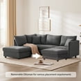 thumbnail image 5 of Harper & Bright Designs L-Shaped Sectional Sofa with Ottoman, Modern 5 Seater Cloud Couch Set, Chenille 6-Seat Sectional Sofa for Living Room, Dark Gray, 5 of 16