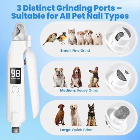 ABSOKE 2-IN-1 DOG CAT NAIL CLIPPERS AND GRINDER WITH 2 LED LIGHTS ,SPLASH GUARD,USB RECHARGEABLE FOR SMALL MEDIUM LARGE DOGS CATS