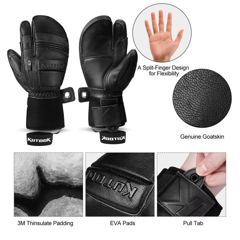 Men's Waterproof 3-Finger Goatskin Mitten - The Glove Warehouse