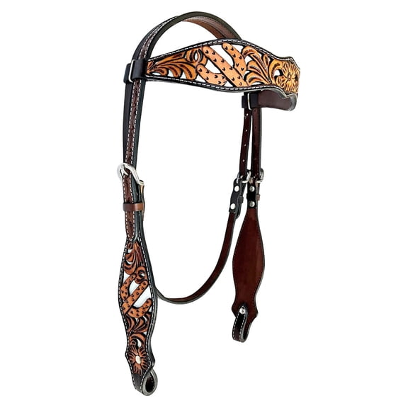Bar H Equine American Leather Horse Saddle Tack Headstall | Browband Western for Horses