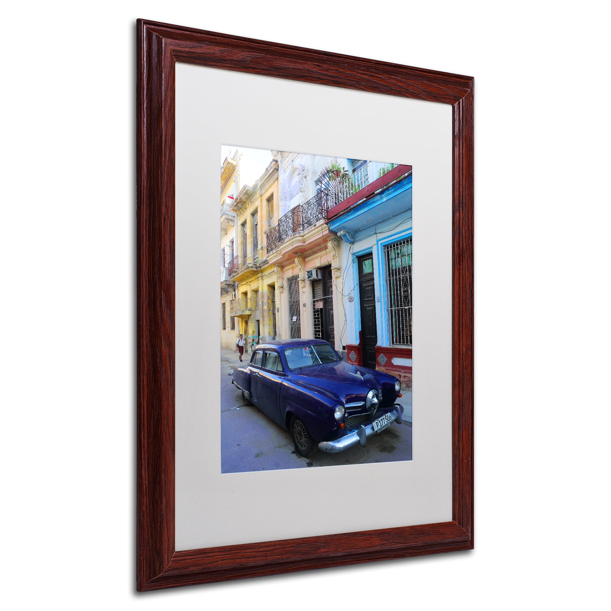 Trademark Fine Art 'Vatage Blue Studebaker in Havana' Matted Framed Art by Masters Fine Art