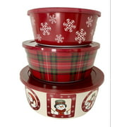 Nested Containers, St. Nicholas Square Yuletide Set 3 BOWLS w/ LIDS, Sealed