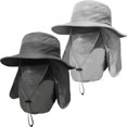 thumbnail image 1 of 2 Pieces Men's Wide Brim Fishing Hat Outdoor UPF 50+ Sun Protection Removable Face and Neck Flap, 1 of 5