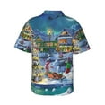 thumbnail image 3 of Uemuo Christmas Tree Printed Regular Fit Short Sleeve Casual Hawaiian Shirt for Men,Aloha shirt,Tropical shirt,Floral print shirt,Vacation Beach shirt-XX-Large, 3 of 9