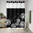 thumbnail image 6 of No Hook Shower Curtain, White Dandelion Shower Curtains for Bathroom with See Through Top Window, Spring Flowers Botanical Vintage Black Waterproof & Washable Bath Curtain 60"x72", 6 of 9