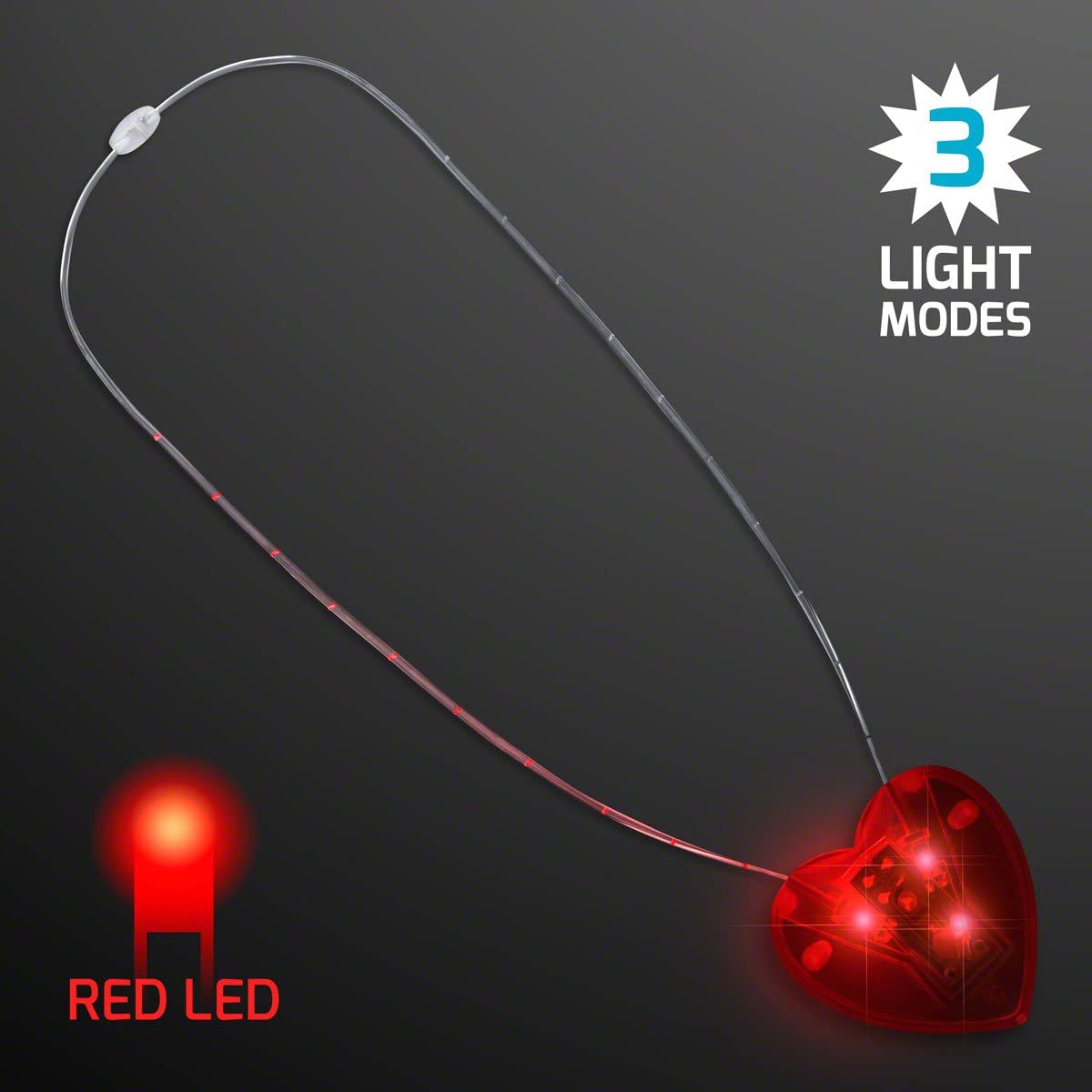 Red Flashing LED Light Up Heart Necklace